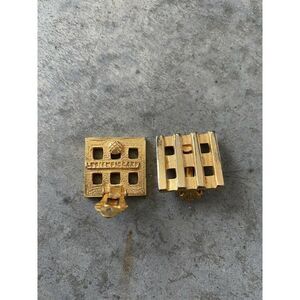 Vintage Lucien Piccard Earrings Stud Square Gold Tone Clip On Geometric 1” x 1”